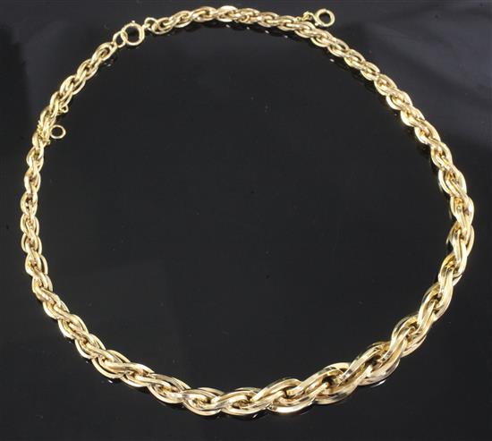 An 18ct gold graduated link choker necklace, in Garrards fitted box, 38cm.